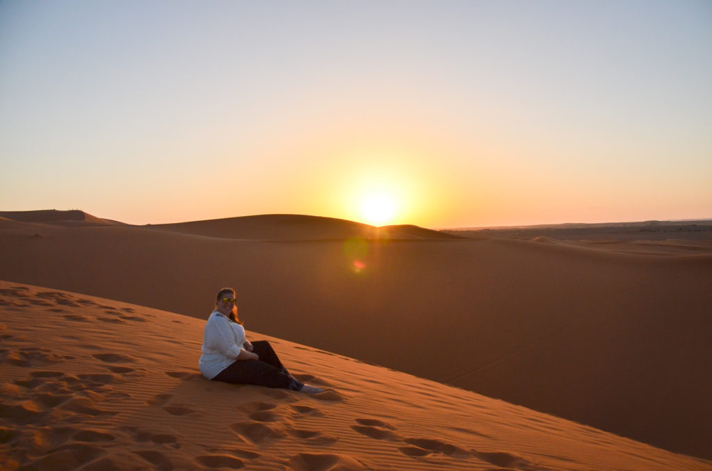 sunset in erg Chebbi Sahara Desert