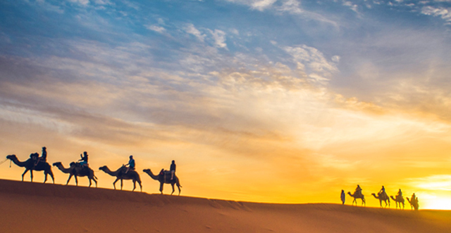 camel ride and sunset in merzouga Desert